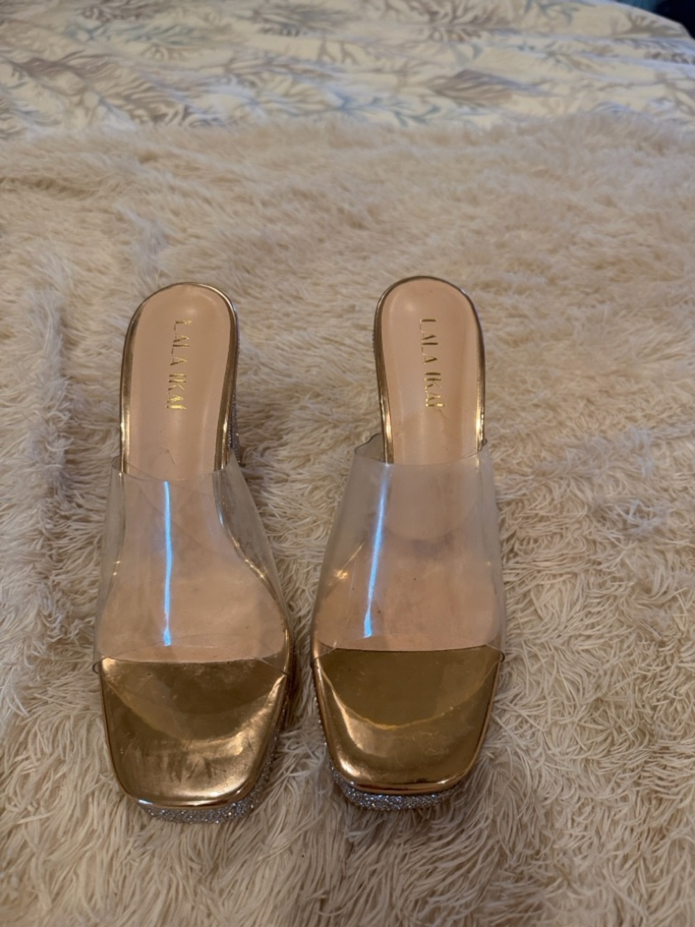 Gold Clear Slide Mules